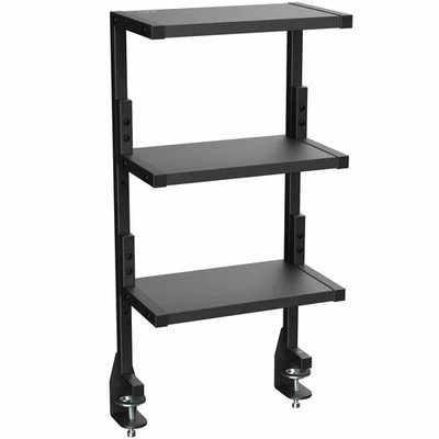 VIVO Black Clamp-on 13" Above or Below Desk 3-Tier Shelving Unit, Desk Organizer - Image 1 of 4