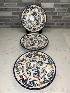 Fitz and Floyd~ROMA~8.25” Appetizer/Salad/Dessert Multicolor Plate~Set of 3~EUC! - Picture 1 of 10