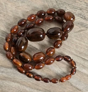 Vintage marmoriert Root Beer Bernstein Bakelit graduiert Halskette 95 Gramm 30"  - Bild 1 von 8