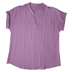 Women's Size XL Button Accents V-Neck Short Sleeve Tunic Shirt FREE S&H - Picture 1 of 3