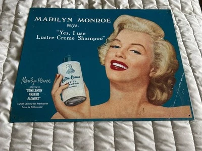 Vintage 1993 Wall Tin Sign Marilyn Monroe & Lustre Crème From 1950s Original - Image 1 of 4