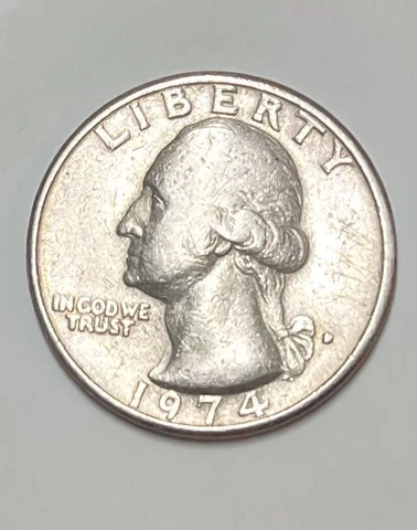 1974 D Washington quarter ERROR Coin has a FILLED IN MINT MARK & “R” Error Cover