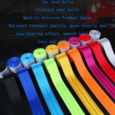 Car Color Seat Belt Replacement Renewal Webbing Racing Belts Straps 3.6M x 4.8cm - Image 1 of 4