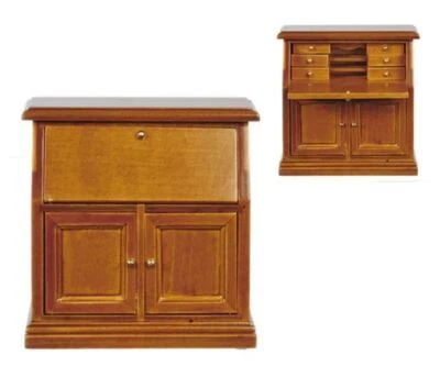 Dolls House Walnut Desk Secretary Bureau Miniature Study Office Furniture 1:12 - Image 1 of 4