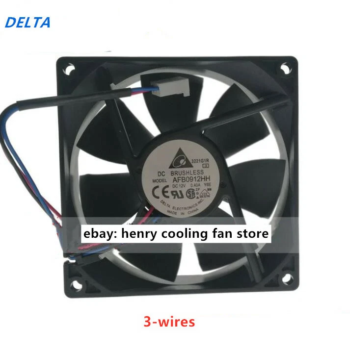 For Delta AFB0912HH DC 12V 0.40A  92*92*25mm Axial cooling fan Ball bearing - Image 1 of 1