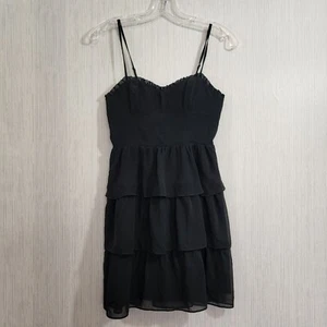 American Eagle NWT black layered tiered smocked back sundress woman's size 2 - Picture 1 of 13