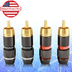 4pcs Gold Plated Lockable Signal Connector HiFi Audio RCA Cable Plug US Shipment - Picture 1 of 7