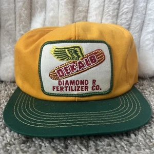 Vintage K Brand/Products DeKalb Patch Snapback Trucker Cap Hat Farming Yellow - Picture 1 of 5