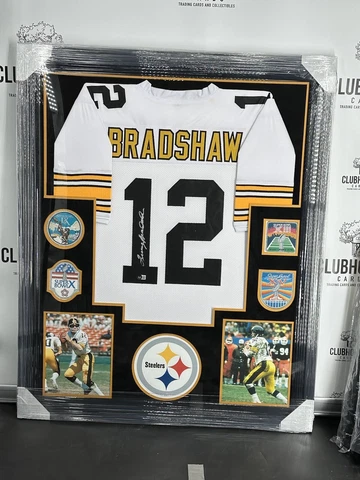 Terry Bradshaw Framed Signed Jersey Beckett Autographed Pittsburgh Steelers Cover