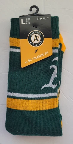 PKWY Oakland A's Athletics MLB Classic Fit Crew Socks L (6-12) * New Cover