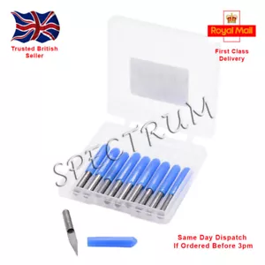 10pcs 0.1mm Engraving Bits CNC Router Tool V-shape Carbide PCB Board UK Seller - Picture 1 of 1