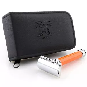 Navaja de afeitar de seguridad clásica vintage de doble filo para hombre mango naranja acero inoxidable - Imagen 1 de 7