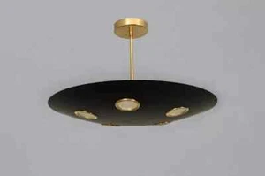 Vintage Italian 1950'sMid Century Brass Light Circle Ceiling Flushmount Fixtuer - Picture 1 of 4