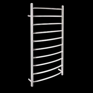 Non-Heated Round Towel Rail Ladder 10 Curved Bars 600x1150 Wall Mounted Chrome - Picture 1 of 1