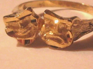 14k Yellow Gold Comedy Tragedy Theatre Ring 3.9 Grams Size 7.5 - Picture 1 of 4