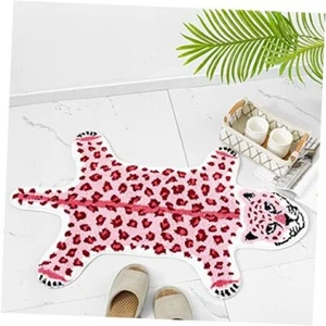 Leopard Shaped Rug Animals Bath Mat Rug Non-Slip Bathroom Door Mat for Pink - Picture 1 of 8