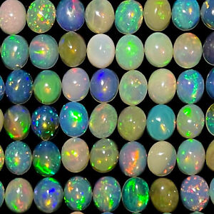 6 Pcs Natural Opal 8mm*6mm Oval Flashy Untreated Loose Cabochon Gemstones Lot