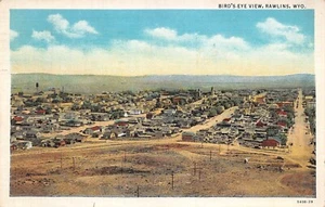 Postal 7614 Rawlins WY Wyoming Bird's Eye View 1937 - Imagen 1 de 2