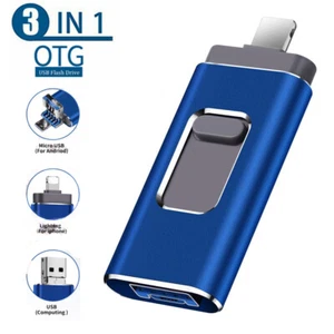 2TB 1TB 512GB USB 3.0 Flash Drive 256GB 3 in 1 Memory Stick For iPhone iPad PC - Photo 1/12