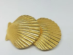 Vintage Doreen Ryan DR 94 Gold Tone Seashell Belt Buckle - Picture 1 of 9
