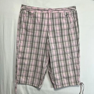 Pantalones capri ciervo blancos para mujer talla 16 rosa a cuadros elásticos con cuerda Foto 1 de 4