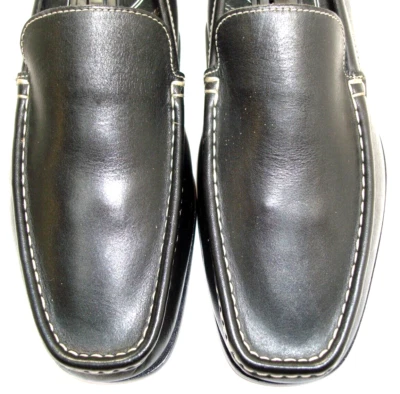 Sz 7 W ROCKPORT NWOB! Men's Shoes Moccasin Loafers Black Leather White Accent - Image 1 of 4