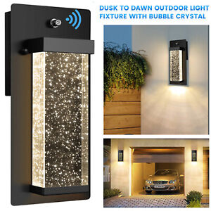 Outdoor Wall Lights Dusk to Dawn Crystal Fixture Exterior Waterproof Wall Sconce