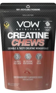 VOW Nutrition Creatine Monohydrate Chews 184g 100 Chewable Strawberry Brand NEW