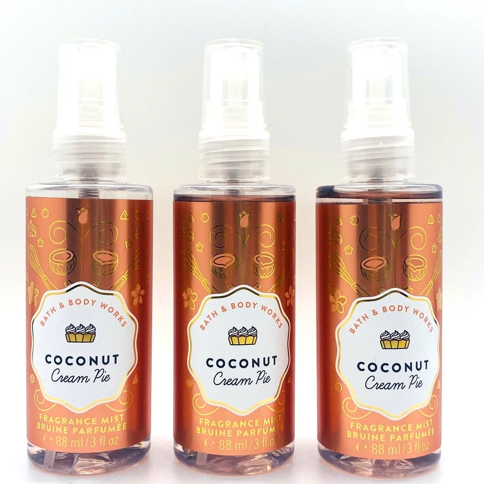Bath & Body Works Coconut Cream Pie 3 Oz Travel Size Fragrance Mist X3