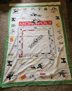 Vintage Vtg Hasbro Monopoly Made In USA 1997 60x90 Inch VGUC Blanket - Picture 1 of 5