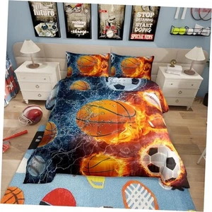 Sports Bedding Set for Boys,Baseball Basketball Comforter Set Queen Sports 01 - Picture 1 of 7