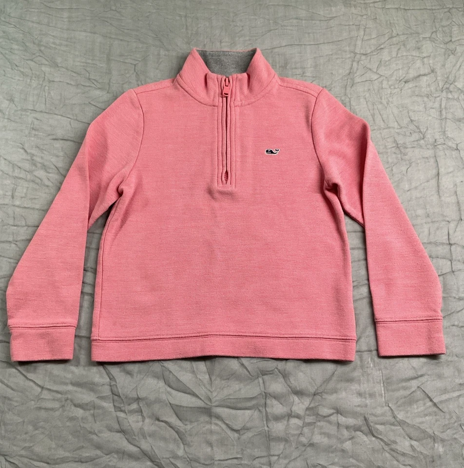Vineyard Vines Girls Quarter Zip Pink Preppy Pullover Size 6 - Image 1 of 4
