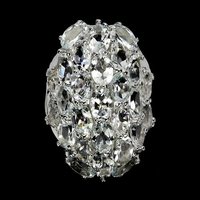 Anillo de plata de ley 925 ovalado aguamarina 6x4 mm piedras preciosas naturales joyería tamaño 8 Foto 1 de 4