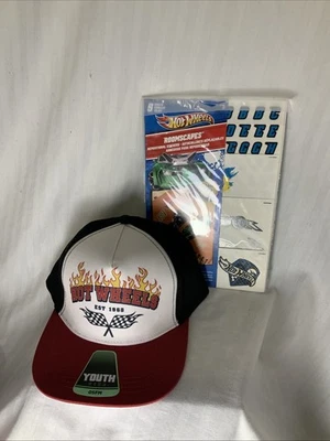 Gorra juvenil Hot Wheels talla única para la mayoría de las tapas ajustables nueva con etiquetas y calcomanías Hot Wheels Foto 1 de 4