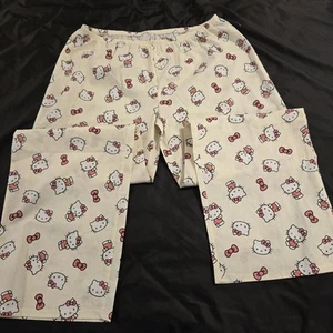 Pantalones de salón Sanrio HELLO KITTY ropa de dormir 100 % algodón cintura elástica XL nuevos sin etiquetas - Imagen 1 de 9