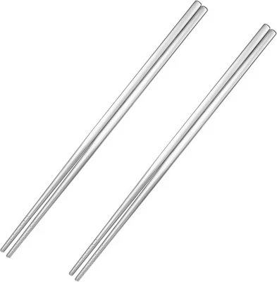 2 Pairs Titanium Chopsticks, Pure Titanium Metal Chopsticks, Ultralight and Reus - Image 1 of 4