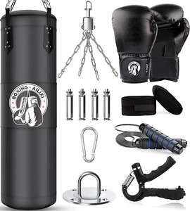 Unfilled Heavy 4FT Punching Bag for Adults/Kids Gloves Wraps Chain Ceiling Hook - Picture 1 of 8
