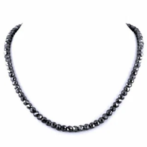 Genuine 5 mm 26 inches Black Diamond Beads Necklace AAA ! Anniversary Gift - Picture 1 of 4
