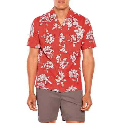 Gap Men's Short Sleeve Seersucker Vacay Shirt Size M Cayenne Flower Fill - Image 1 of 4