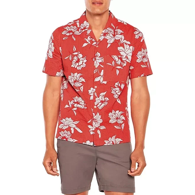 GAP Men’s Seersucker Shirt Soft Cotten Chest Pocket Relaxed Fit Cayenne XL