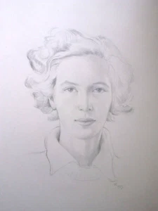 Sir Peter Markham Scott (1909–1989) Original Graphite Portrait (1939) Woman Lady - Picture 1 of 3