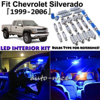 13x Blue LED Interior Lights Package Kit For 1999 - 2006 Chevrolet Silverado - Image 1 of 4