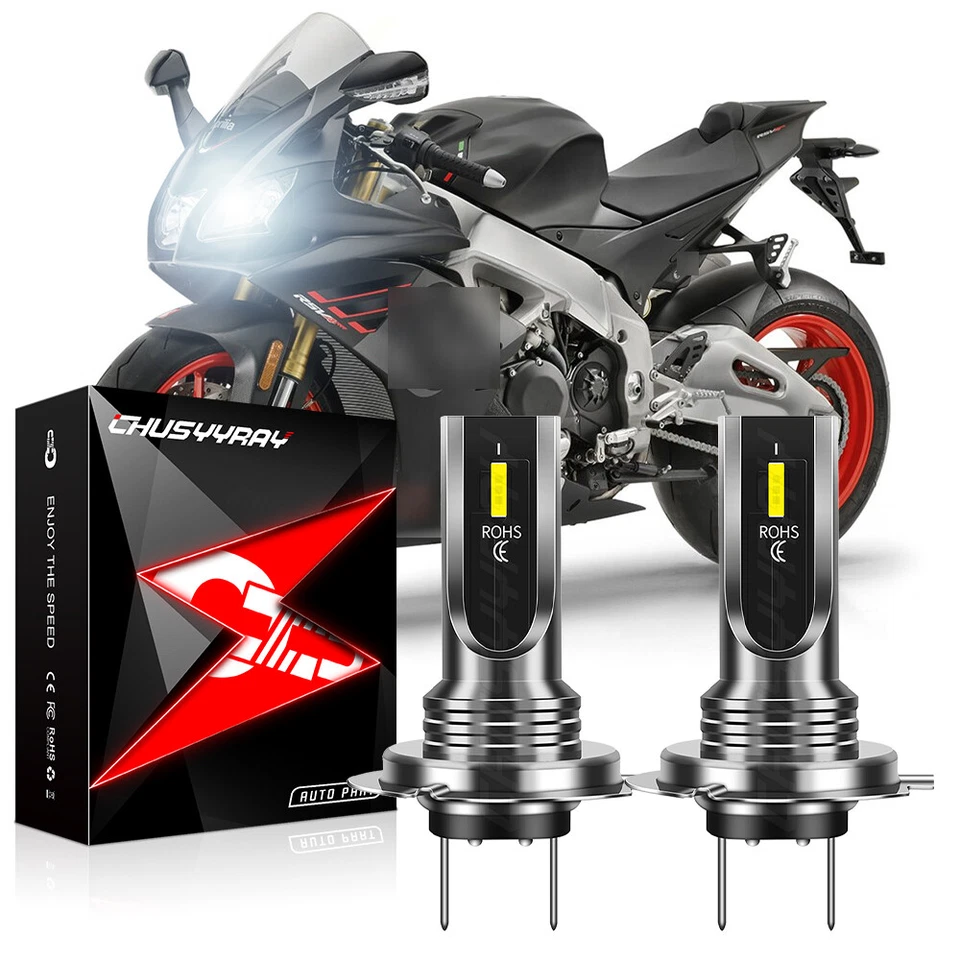 2x H7 LED Faros Moto Bombillas para Aprilia RSV4 RF 2015-2018 Luces Blancas Foto 1 de 4