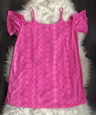 Ladies Hot Pink Cold Shoulder Top Beach Cover Up Size M - Image 1 of 3