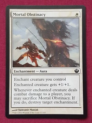 Magic The Gathering JOURNEY INTO NYX MORTAL OBSTINACY white card MTG - Image 1 of 2