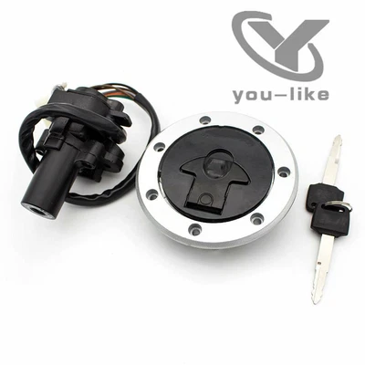 Juego de llaves de bloqueo de tapa de gas combustible interruptor de encendido para Kawasaki ZX7R ZX9R ZXR400 ZX900 Foto 1 de 4