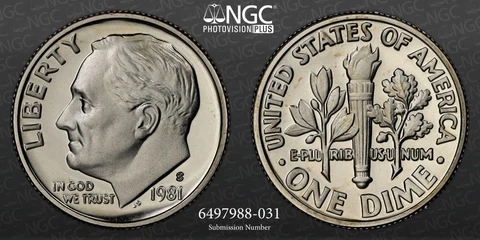 1981 S TYPE 2 10C Roosevelt Dime PF69 Ultra Cameo UCAM NGC; PR69 DCAM; SKU 3144 Cover