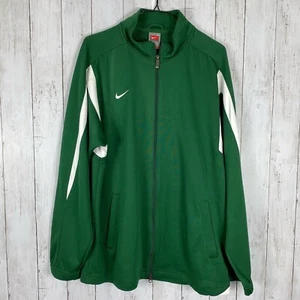 Chaqueta seca Nike Team Fit para hombre talla L verde blanca cremallera completa pista vintage - Imagen 1 de 7