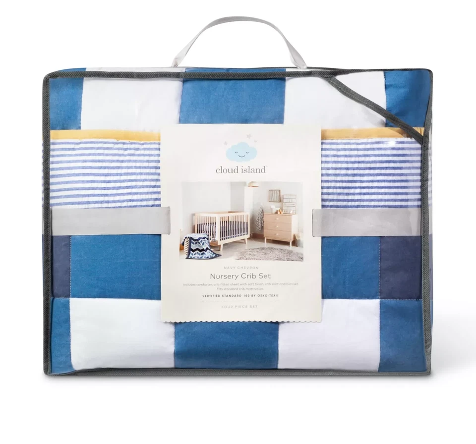 Cloud Island Homespun Stars Puppy 4 PC Nursery Crib Set Boys Bedding Blue