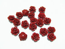 10pz perline fiore in corallo sintetico colore rosso scuro 10x7mm bijoux